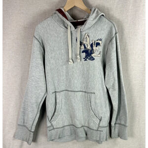 American Eagle Mens Y2K Thick Hoodie Sweatshirt Size M Athletic‎ Logo Distressed